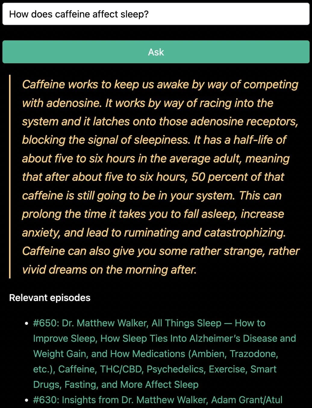 How does caffeine affect sleep?