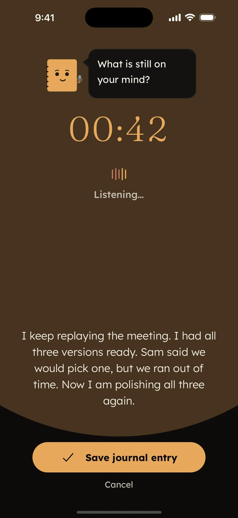 Lound recording a spoken journal entry