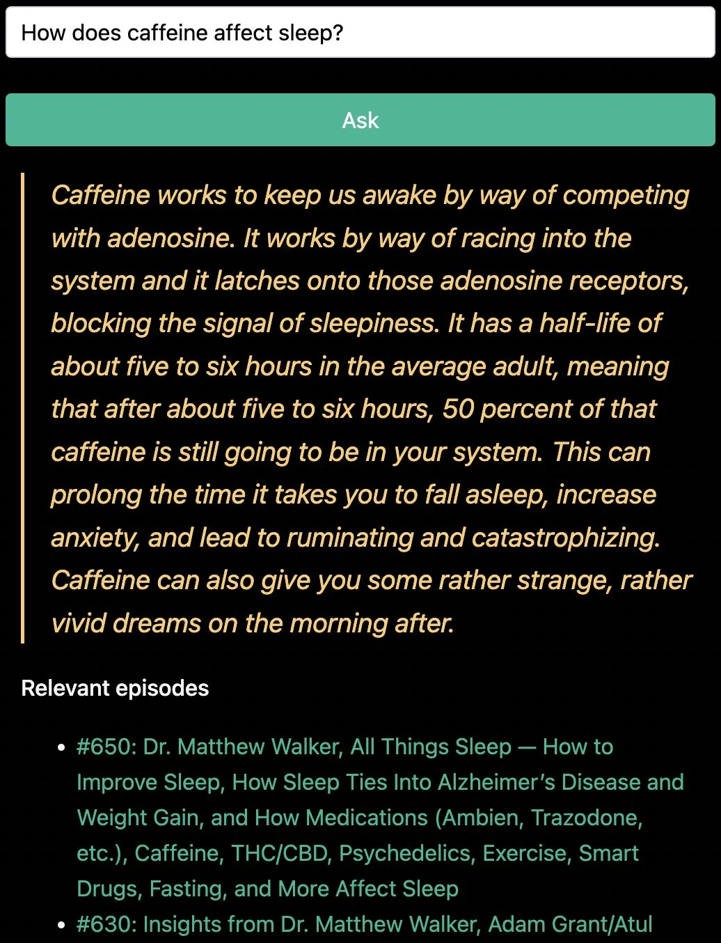 How does caffeine affect sleep?